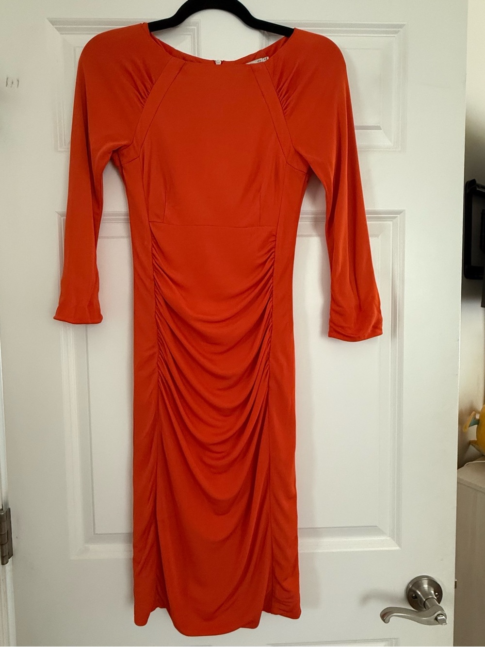 Karen Millen Orange Ruched Midi Dress